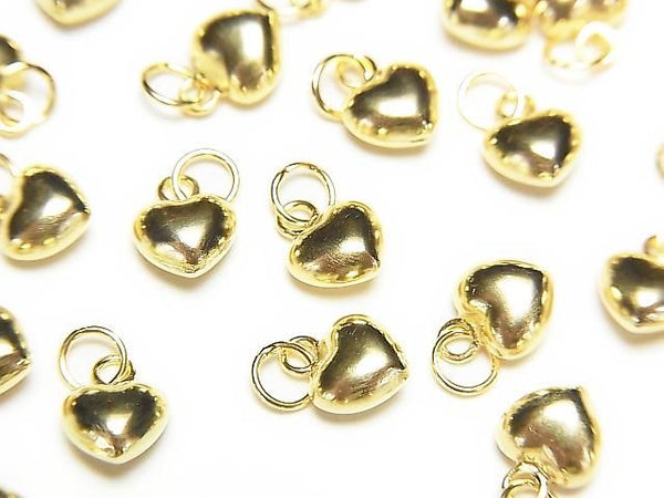 Silver925 End Charm with Jump Ring Heart 5x5.5x3.5mm 18KGP 3pcs