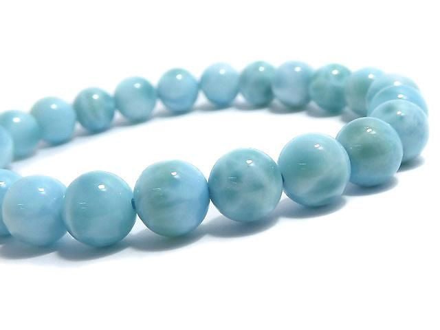 [Video][One of a kind] Larimar Pectolite AA++ Round 7.5mm Bracelet NO.2