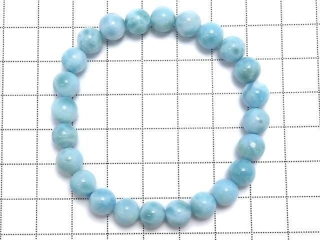 [Video][One of a kind] Larimar Pectolite AA++ Round 7.5mm Bracelet NO.2