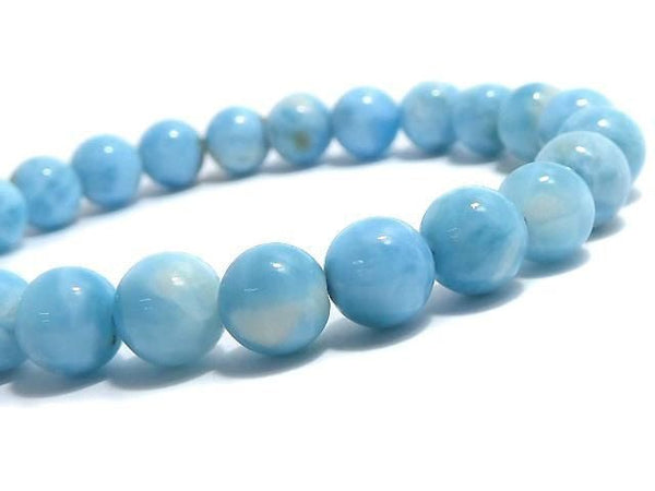 [Video][One of a kind] Larimar Pectolite AA Round 7.5mm Bracelet NO.4