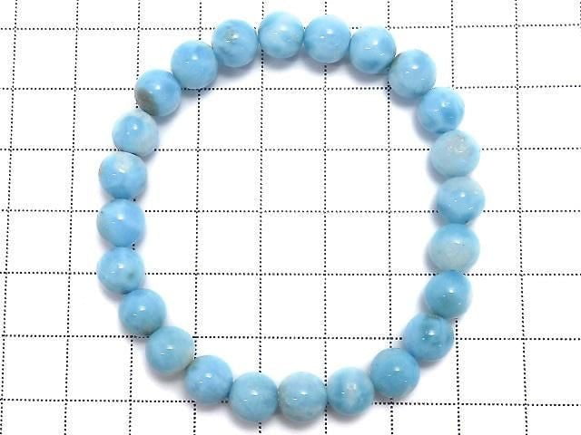 [Video][One of a kind] Larimar Pectolite AA Round 7.5mm Bracelet NO.4