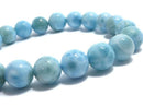 [Video][One of a kind] Larimar Pectolite AA+ Round 9mm Bracelet NO.9