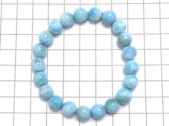 [Video][One of a kind] Larimar Pectolite AA+ Round 9mm Bracelet NO.9