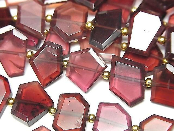 [Video] Mozambique Garnet AA++ Rough Slice Faceted 1strand beads (aprx.7inch/18cm)