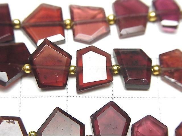 [Video] Mozambique Garnet AA++ Rough Slice Faceted 1strand beads (aprx.7inch/18cm)