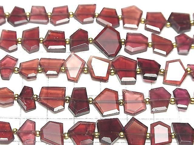 [Video] Mozambique Garnet AA++ Rough Slice Faceted 1strand beads (aprx.7inch/18cm)