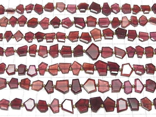 [Video] Mozambique Garnet AA++ Rough Slice Faceted 1strand beads (aprx.7inch/18cm)