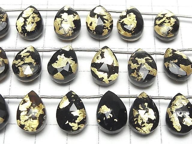 [Video] Onyx x Crystal AAA Pear Shape Faceted Briolette 1 strand (6 Pieces)