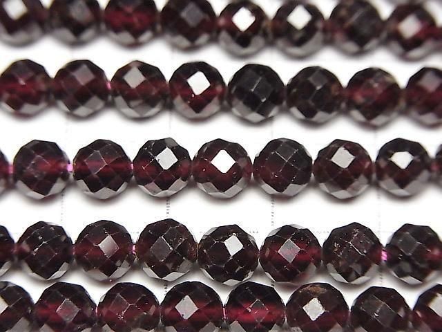 [Video]High Quality! Mozambique Garnet AAA- 64Faceted Round 6mm half or 1strand beads (aprx.15inch/36cm)