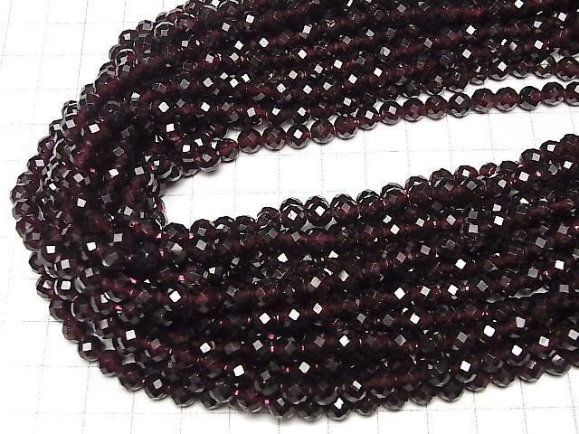 [Video]High Quality! Mozambique Garnet AAA- 64Faceted Round 6mm half or 1strand beads (aprx.15inch/36cm)