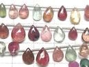 [Video] High Quality Multicolor Tourmaline AA++ Pear Shape (Smooth) Half or 1strand Beads (approx. 7 inches/18 cm)