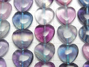 [Video] Multicolor Fluorite AA++ Vertical Hole Heart Shape 12x12mm Half or 1strand beads (approx. 15 inches/36 cm)