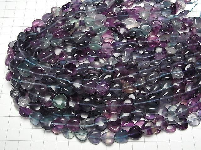[Video] Multicolor Fluorite AA++ Vertical Hole Heart Shape 12x12mm Half or 1strand beads (approx. 15 inches/36 cm)