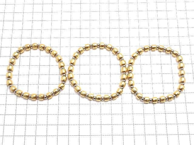 [Video] Meteorite (Altai Meteorite) Rondelle 6x6x4mm Yellow Gold Bracelet