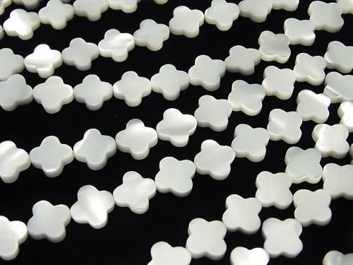 Mother of Pearl MOP White Flower Motif 10x10x2.5mm 1strand beads (approx. 15 inches/37 cm)