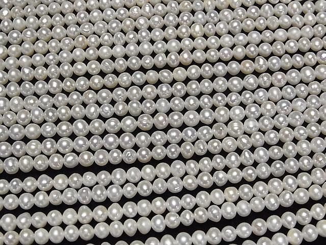 [Video] Fresh Water Pearl AA White Potato 4-4.5mm 1strand beads (approx. 15 inches/36 cm)