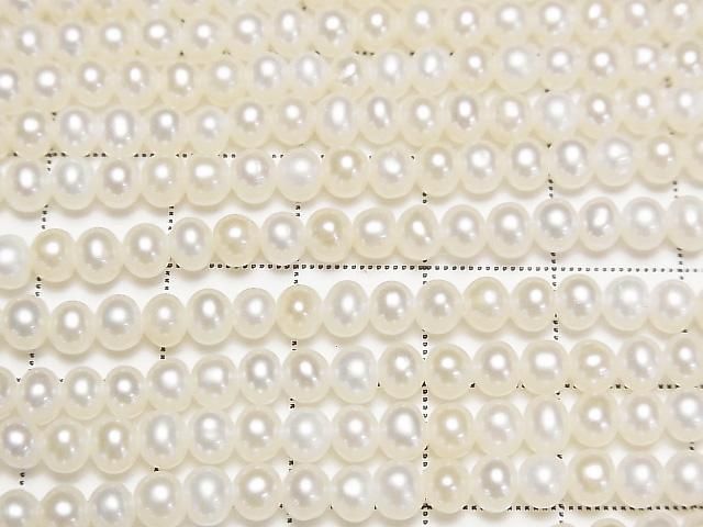 [Video] Fresh Water Pearl AAA- Potato 4mm White [1mm hole] 1strand beads (aprx.14inch/35cm)