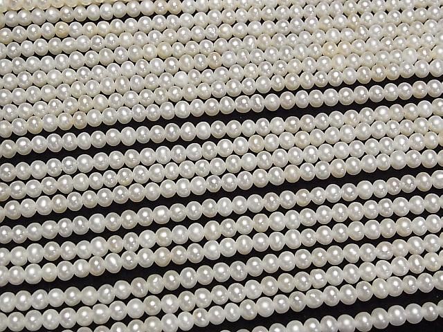[Video] Fresh Water Pearl AAA- Potato 4mm White [1mm hole] 1strand beads (aprx.14inch/35cm)