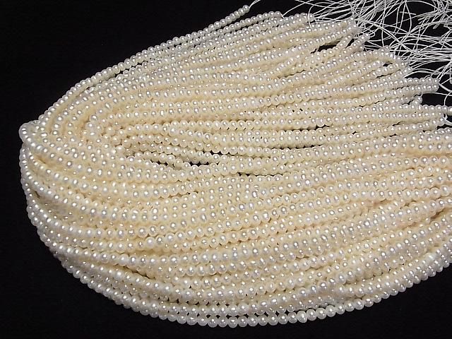 [Video] Fresh Water Pearl AAA- Potato 4mm White [1mm hole] 1strand beads (aprx.14inch/35cm)