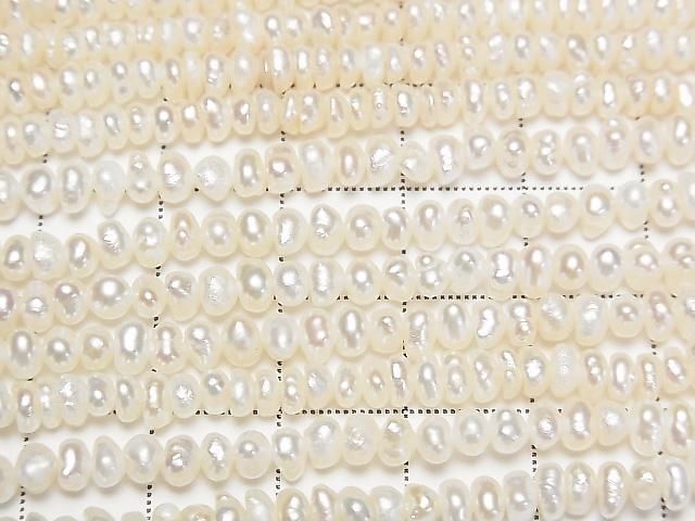 [Video] Fresh Water Pearl AA White Rondelle 4mm 1strand beads (aprx.14inch/34cm)