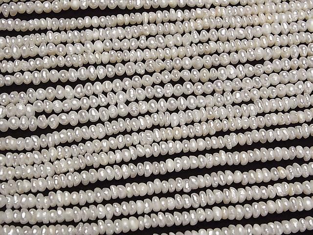 [Video] Fresh Water Pearl AA White Rondelle 4mm 1strand beads (aprx.14inch/34cm)