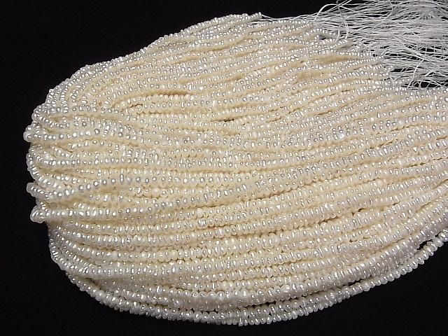 [Video] Fresh Water Pearl AA White Rondelle 4mm 1strand beads (aprx.14inch/34cm)