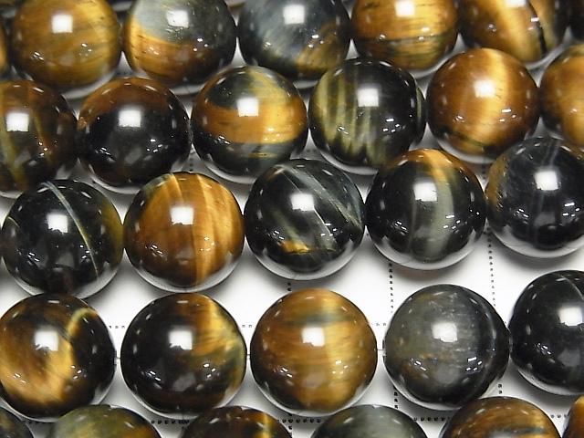 [Video] Mix Tiger's Eye AAA- Round 12mm half or 1strand beads (approx. 15 inches/37 cm)