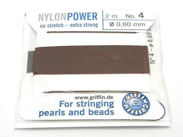Griffin Cord (Nylon Bead Cord Thread) [0.50mm-0.60mm] Brown 1pc
