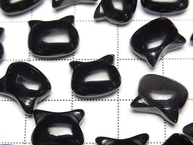 [Video] Onyx Cat Motif 10x12mm [Half Drilled Hole (Back)] 2pcs