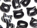 [Video] Striped Onyx Cat Motif 10x12mm [Half Drilled Hole (Back)] 2pcs