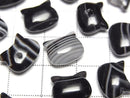 [Video] Striped Onyx Cat Motif 10x12mm [Half Drilled Hole (Back)] 2pcs