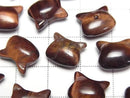[Video] Red Tiger's Eye AA+ Cat Motif 10x12mm [Half Drilled Hole (Back)] 3pcs