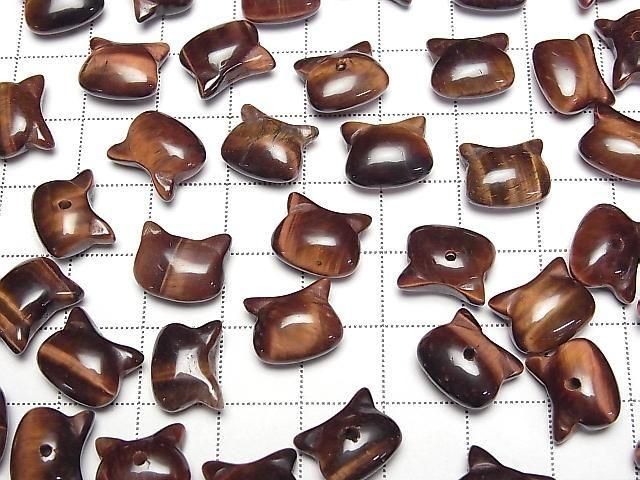 [Video] Red Tiger's Eye AA+ Cat Motif 10x12mm [Half Drilled Hole (Back)] 3pcs