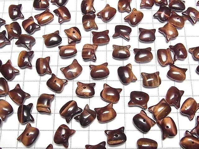[Video] Red Tiger's Eye AA+ Cat Motif 10x12mm [Half Drilled Hole (Back)] 3pcs