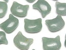 [Video] Green Aventurine Cat Motif 10x12mm [Half Drilled Hole (Back)] 3pcs