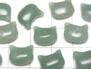 [Video] Green Aventurine Cat Motif 10x12mm [Half Drilled Hole (Back)] 3pcs
