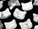 [Video] Howlite Magnesite Cat Motif 10x12mm [Half Drilled Hole (Back)] 3pcs