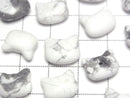 [Video] Howlite Magnesite Cat Motif 10x12mm [Half Drilled Hole (Back)] 3pcs