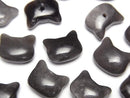 [Video] Silver Obsidian Cat Motif 10x12mm [Half Drilled Hole (Back)] 2pcs