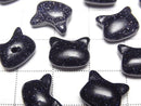 [Video] Blue Golden Sand Stone Cat Motif 10x12mm [Half Drilled Hole (Back)] 2pcs