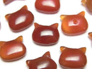 [Video] Red Agate Cat Motif 10x12mm [Half Drilled Hole (Back)] 2pcs