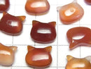 [Video] Red Agate Cat Motif 10x12mm [Half Drilled Hole (Back)] 2pcs