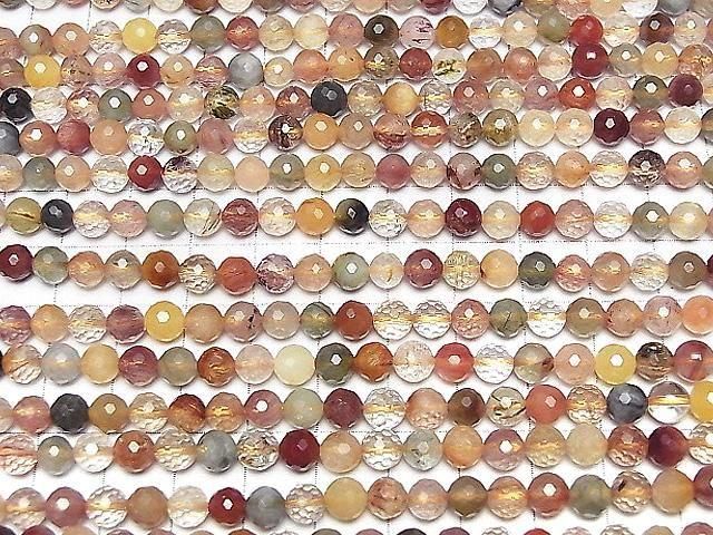 [Video] High Quality! Multicolor Rutilated Quartz AA++ 128 Faceted Round 6mm 1strand Beads (approx. 15 inches/38 cm)