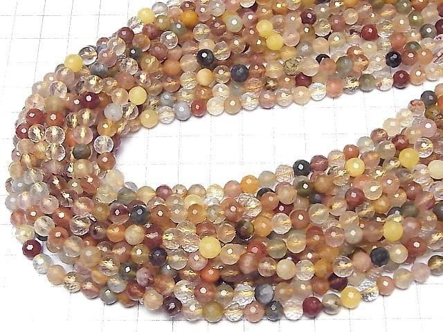 [Video] High Quality! Multicolor Rutilated Quartz AA++ 128 Faceted Round 6mm 1strand Beads (approx. 15 inches/38 cm)