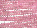 [Video] High Quality! Pink Tourmaline AA++ Faceted Button Rondelle 3x3x2mm 1strand beads (approx. 15 inches/37 cm)