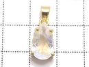 [Video][One of a kind] High Quality Rainbow Moonstone AAA Faceted Pendant 18KGP NO.68