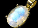[Video][One of a kind] High Quality Rainbow Moonstone AAA Faceted Pendant 18KGP NO.69