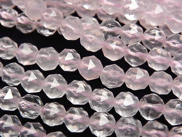 [Video] High Quality! Madagascar Rose Quartz AAA-Star Faceted Round 6mm Half or 1strand Beads (approx. 15 inches/37 cm)