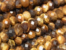[Video] High Quality! Yellow Tiger's Eye AA++ Faceted Button Rondelle 6x6x4mm 1strand beads (approx. 15 inches/37 cm)