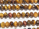 [Video] High Quality! Yellow Tiger's Eye AA++ Faceted Button Rondelle 6x6x4mm 1strand beads (approx. 15 inches/37 cm)